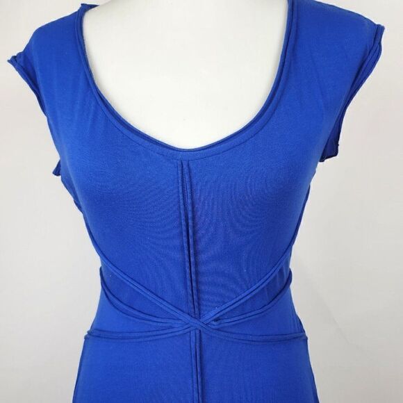 Max Studio Fit & Flare Dress Blue Knit Viscose Sleeveless Pullover Womens Small - Picture 2 of 5
